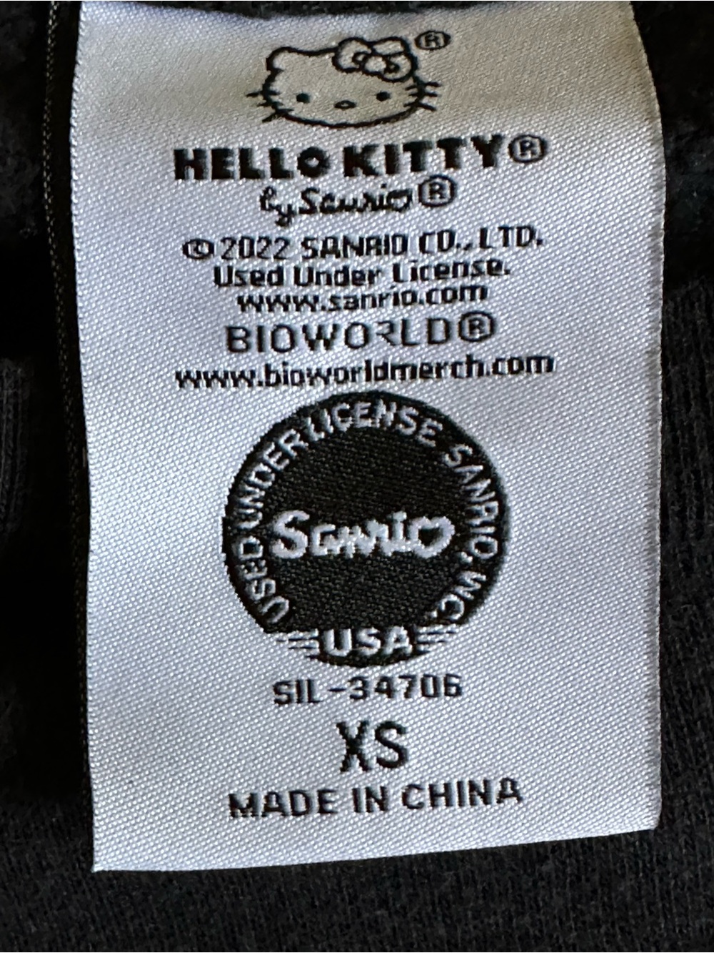 Hello Kitty Sanrio Crewneck Black Sweatshirt Orange Glitter Bow Women's XS - Picture 6 of 6
